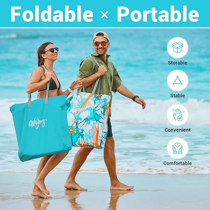 #WEJOY 2 Beach Chairs and Table Set Lightweight & Folding Backpack Beach Chair for Outdoor Beach Lawn Camping Picnic Cyan/Orange Beach Chairs Set