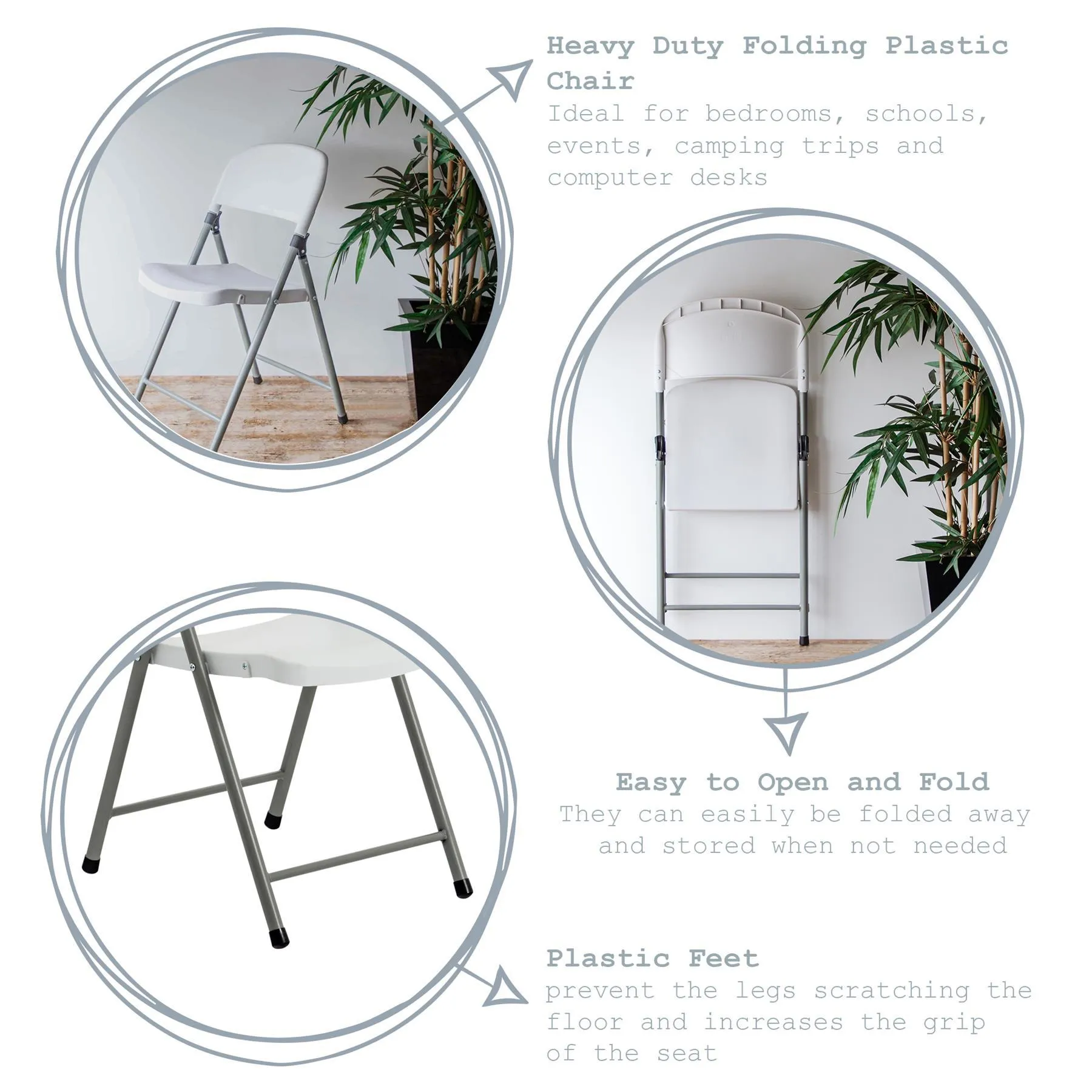 White Steel Folding Trestle Chairs - Pack of Two - By Harbour Housewares