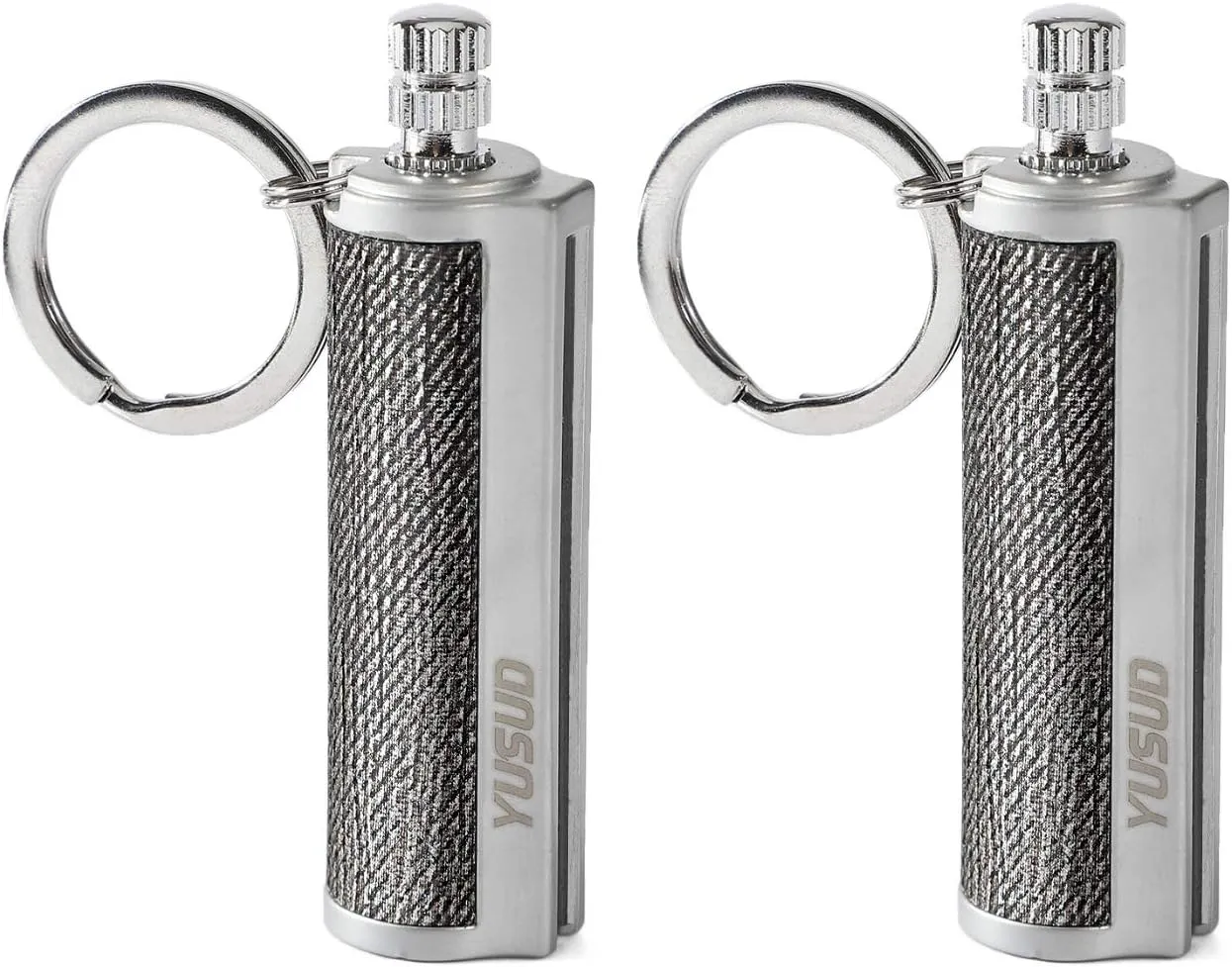 YUSUD 2 Pack Permanent Match Infinity Lighter with Multitool Keychain, Reusable Waterproof Match Strike Anywhere, Forever Flint Fire Starter for Outdoor Survival Tool for Men